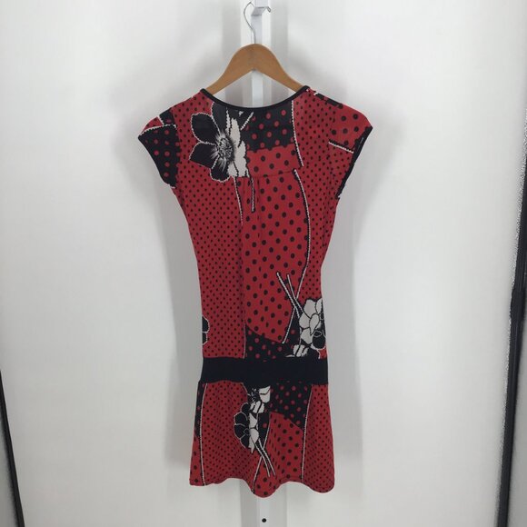MOVING, Woman's Red & Black w/ Flowers Print Mini Dress, Size Unspecified - Picture 3 of 3